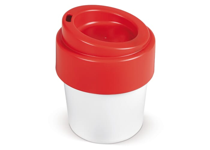 Tasse personnalisée avec couvercle 240 ml - Hot-but-cool Blanc / Rouge
